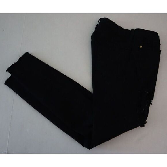 Frame Women Sz 29 Black Film Noir Le Skinny de Jeanne Distressed Denim Jeans $20 - Picture 7 of 8